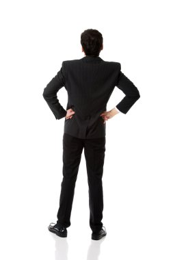 kalça üzerinde el ile iş adamı.