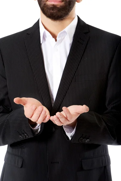 Uomo d'affari con le mani a coppa . — Foto Stock