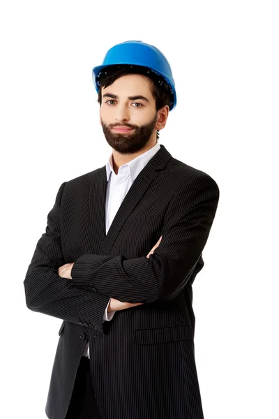 Handsome engineer in protective helmet. — Stock Photo, Image