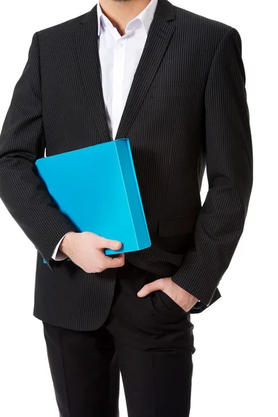 Красивый бизнесмен держит папку . — стоковое фото