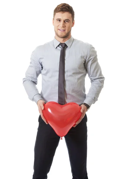 Άνθρωπος με μπαλόνι καρδιά. — Φωτογραφία Αρχείου