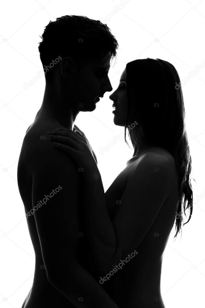 Man and a woman in love kissing