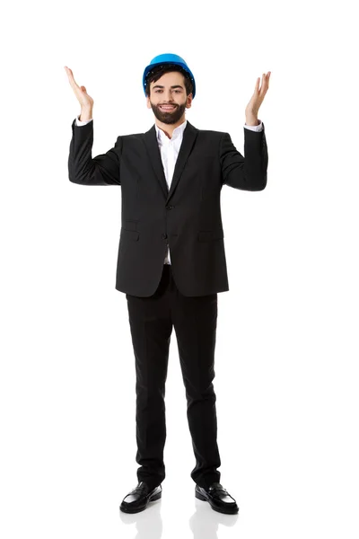 Businessman showing empty copyspace — Stock Photo, Image