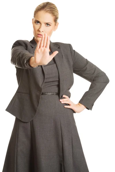 Mujer haciendo una señal de stop — Foto de Stock