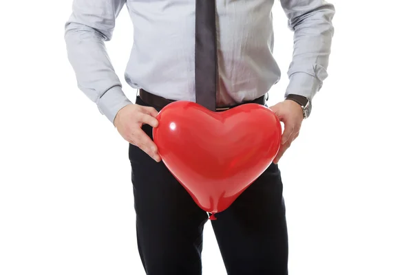 Homem com balão cardíaco . — Fotografia de Stock