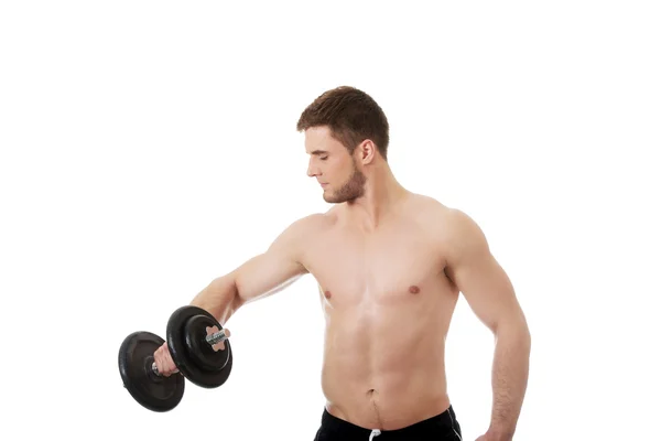 Muscular sports man weightlifting. — Stock Photo, Image