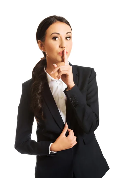 Femme d'affaires faisant signe silencieux — Photo