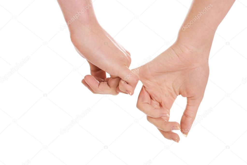 Female and male hands together.