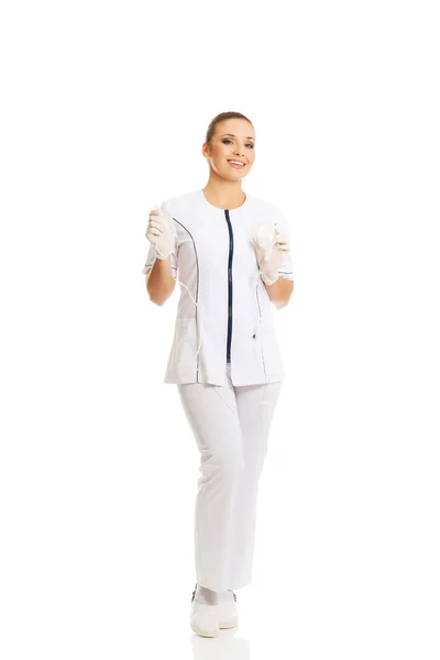 Kvinnlig sjuksköterska hålla ett DROPP — Stockfoto