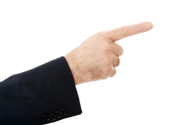 Mão masculina apontando para a direita — Fotografia de Stock