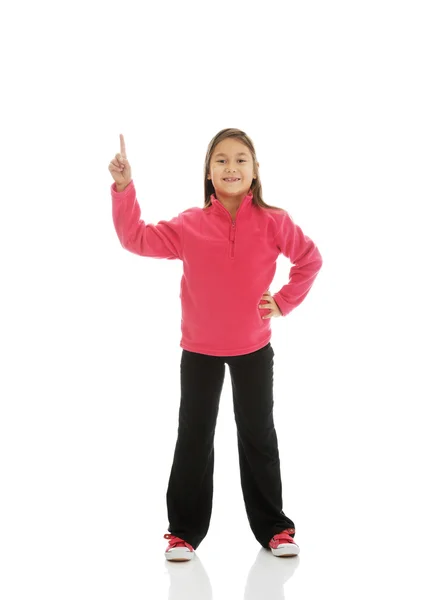 Little girl pointing up — Stock Photo, Image
