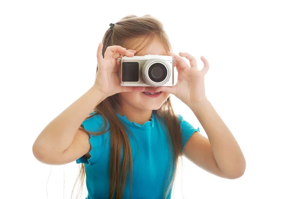 Girl with photo camera — Stock Photo, Image