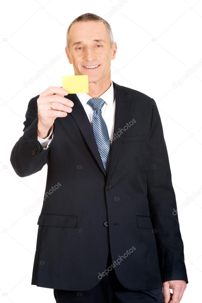 Businessman showing a name card