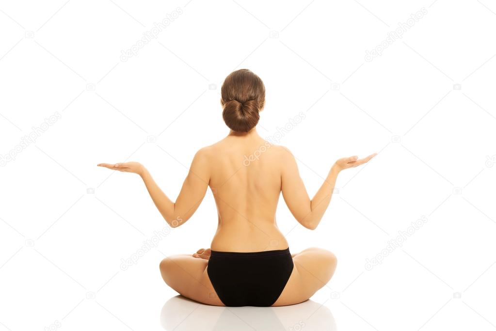 Girl In Underwear Doing A Yoga Stretch Stock Photo, Picture and Royalty  Free Image. Image 19943677.