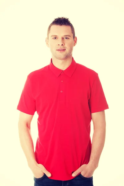 Handsome man in red shirt — Stock Photo, Image