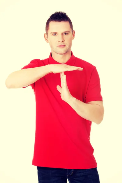 Man showing time out sign — Stock Photo, Image