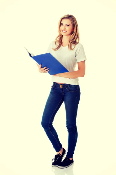 Mulher estudante feliz . — Fotografia de Stock