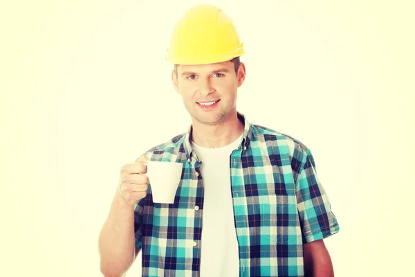 Worker on a break drink coffee — Stock Photo, Image