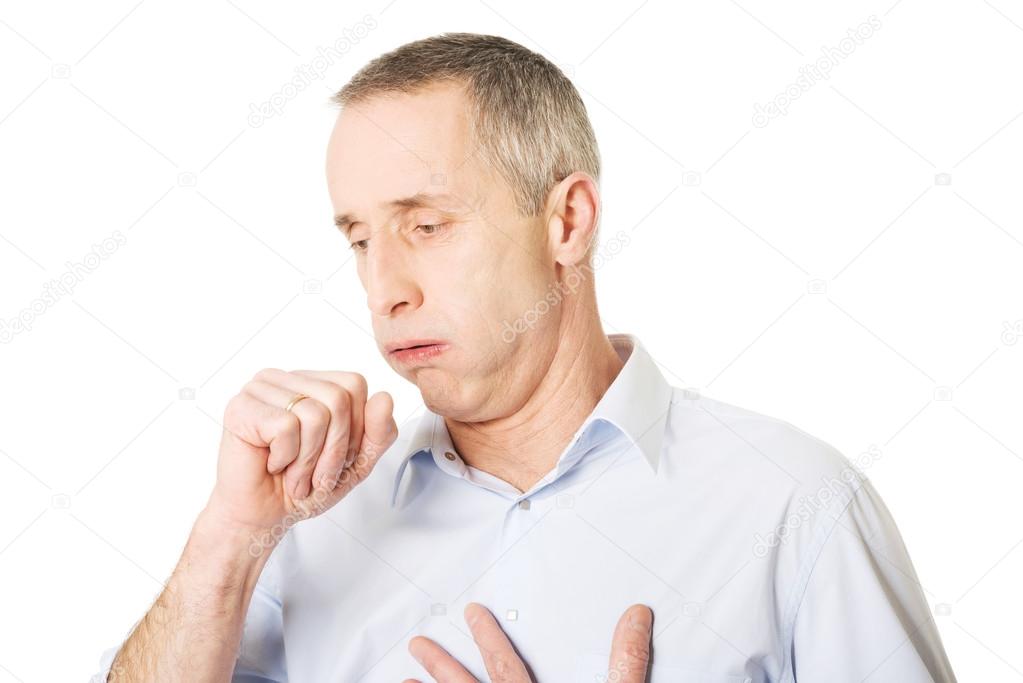 Man coughing because of flu