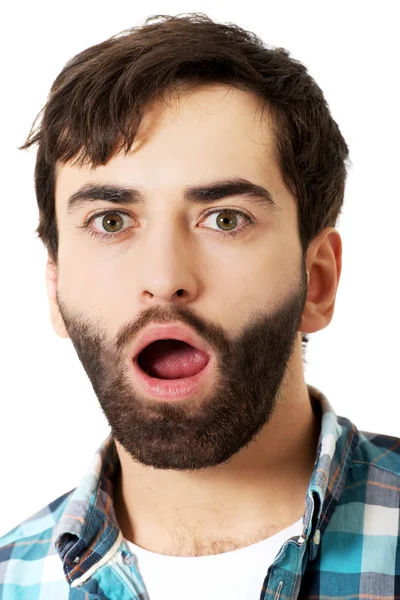 Shocked man with mouth open. — Stock Photo, Image