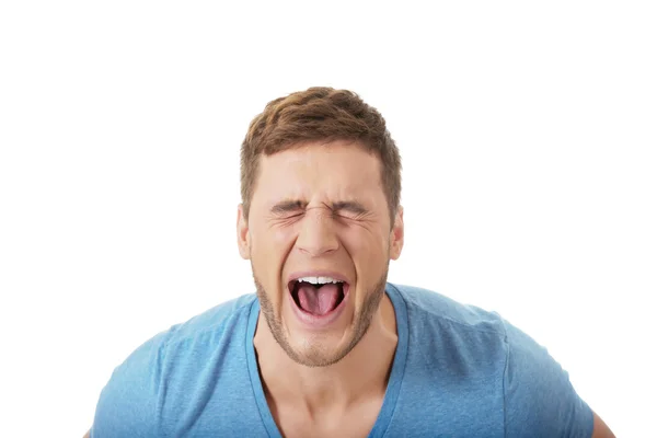 Handsome man screaming loud. — Stock Photo, Image