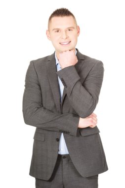 Çene altında el ile işadamı