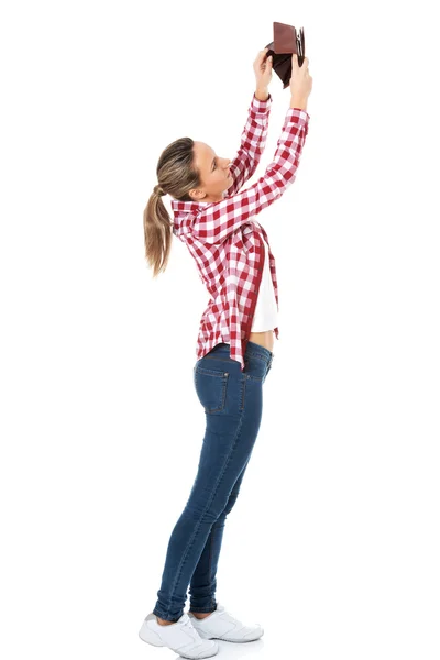 Mujer con cartera vacía — Foto de Stock