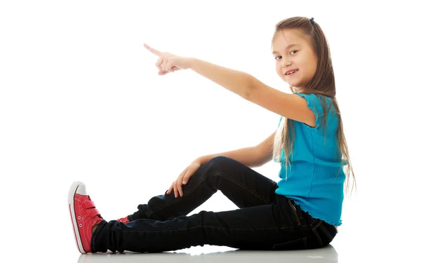 Little girl showing something — Stock Photo, Image