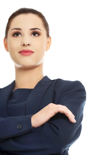 Mujer de negocios segura con las manos cruzadas — Foto de Stock