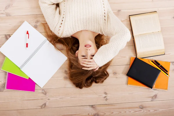 Student bezorgd over examens Stockfoto