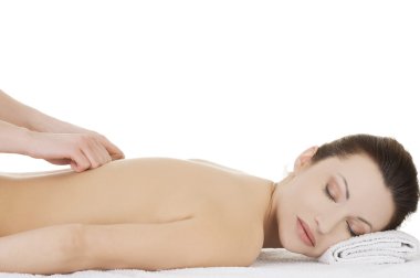 Kaplıcada masaj yaptıran kadın