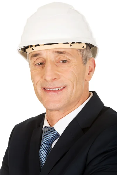 Lachende ingenieur met harde hoed — Stockfoto