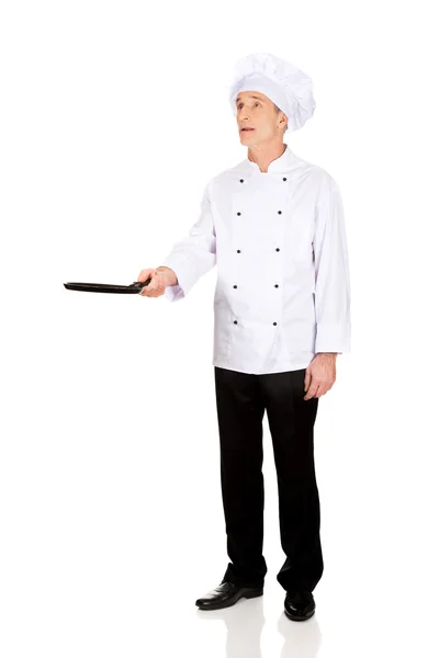 Šéfkuchař restaurace s pánvičkou — Stock fotografie