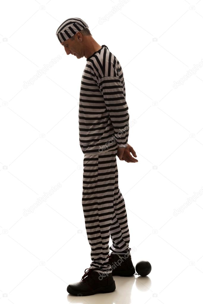Man prisoner criminal with chain ball