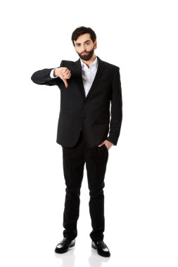 Başparmak aşağı hareketi ile işadamı.