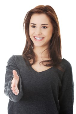 kadın el sıkışması için hazır