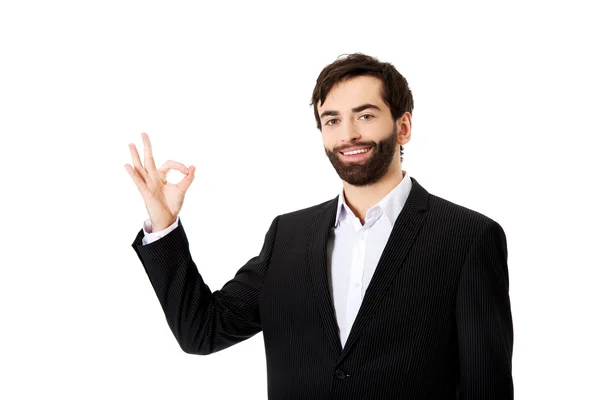 Businessman with perfect sign. — Stock Photo, Image