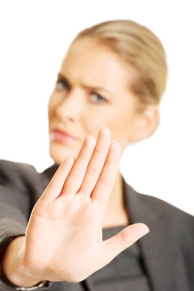 Mujer haciendo señal de stop — Foto de Stock