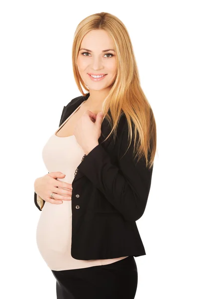 Mujer embarazada sonriente — Foto de Stock