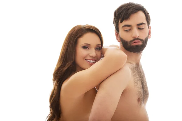 Woman leaning on man's back. — Stock Photo, Image