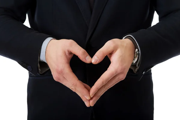 El hombre está mostrando un signo de forma de corazón — Foto de Stock