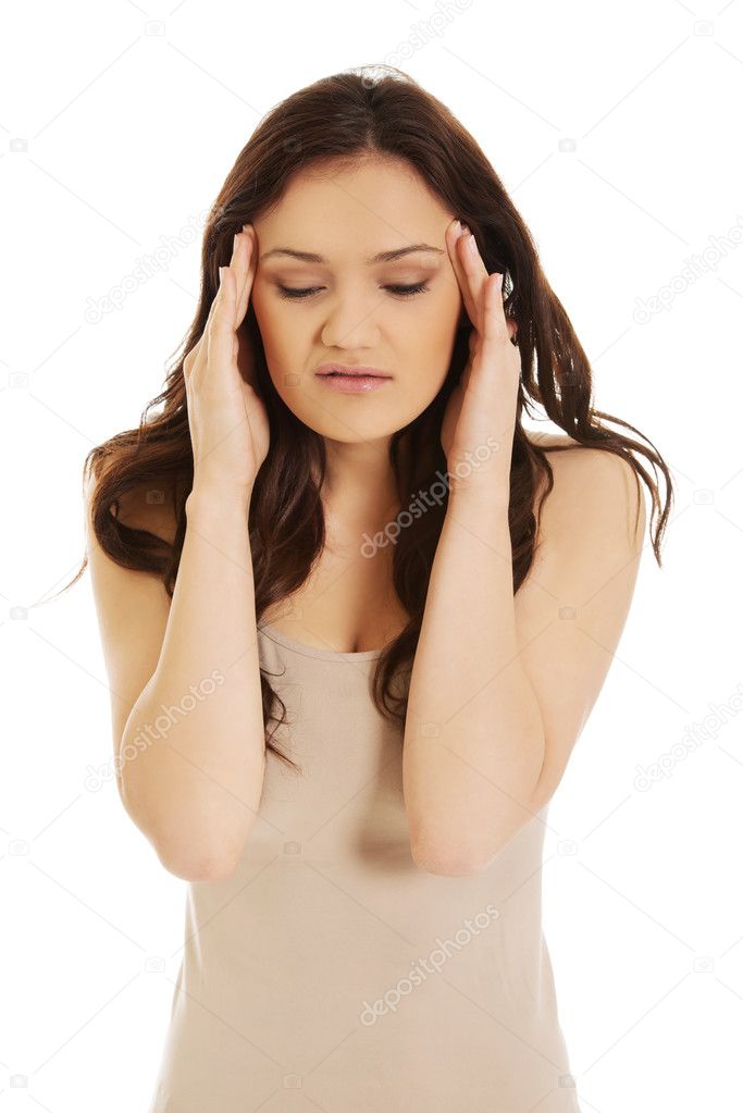 Young woman with a headache.