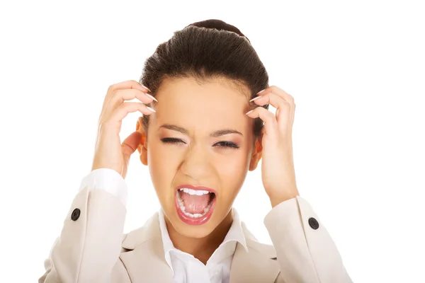 Angry businesswoman screaming. — Stock Photo, Image