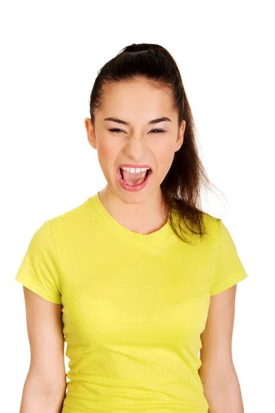 Frustrado adolescente mujer gritando . — Foto de Stock