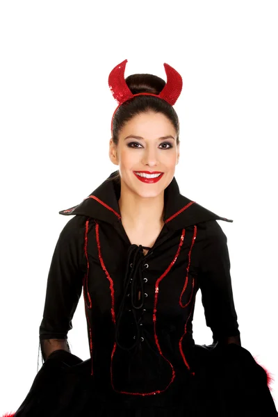 Femme en costume de carnaval diable . — Photo