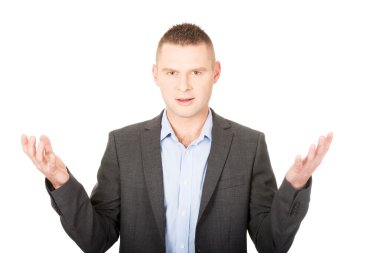 açık elle kızgın işadamı