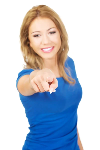 Beautiful young woman pointing on you. — Stock Photo, Image