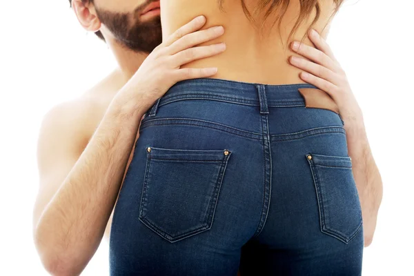 Man touching silm womans waist. — Stock Photo, Image