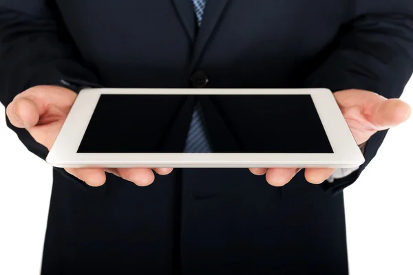 Male hands holding digital tablet — Stock Photo, Image