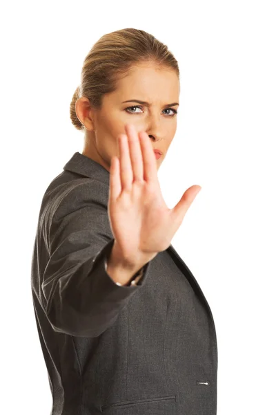 Mujer haciendo una señal de stop —  Fotos de Stock